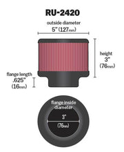 Load image into Gallery viewer, K&N Universal Rubber Filter 3 inch Flange 5 inch OD 3 inch Height