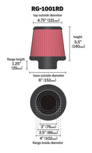 Load image into Gallery viewer, K&N Universal Air Filter Chrome Round Tapered Red - 4in Flange ID x 1.125in Flange Length x 5.5in H