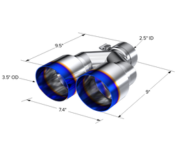 MBRP Universal T304 SS Dual Burnt End Tip 3.5in OD/2.5in Inlet