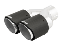 Load image into Gallery viewer, MBRP 3in ID / Dual 4in OD Out Staggered L 9.87in / R 9.37in Dual Wall Carbon Fiber Univ Exhaust Tip