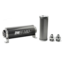 Load image into Gallery viewer, DeatschWerks Stainless Steel 6AN 10 Micron Universal Inline Fuel Filter Housing Kit (160mm)