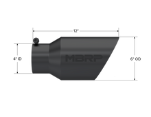 Load image into Gallery viewer, MBRP Universal Tip 6 O.D. Dual Wall Angled 4 inlet 12 length - Black Finish