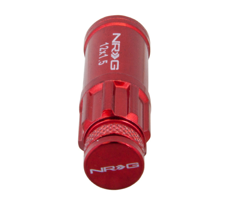 NRG 700 Series M12 X 1.5 Steel Lug Nut w/Dust Cap Cover Set 21 Pc w/Locks & Lock Socket - Red