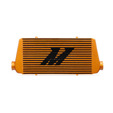 Load image into Gallery viewer, Mishimoto Universal Gold R Line Intercooler Overall Size: 31x12x4 Core Size: 24x12x4 Inlet / Outlet