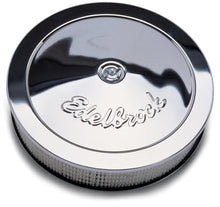 Load image into Gallery viewer, Edelbrock Air Cleaner Pro-Flo Series Round Steel Top Paper Element 14In Dia X 3 313In Chrome