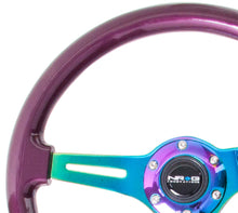 Load image into Gallery viewer, NRG Classic Wood Grain Steering Wheel (350mm) Purple Pearl Paint w/Neochrome 3-Spoke Center