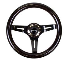 Load image into Gallery viewer, NRG Classic Wood Grain Steering Wheel (310mm) Black w/Black Chrome 3-Spoke Center