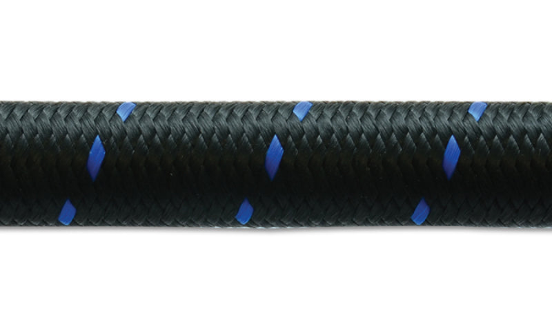 Vibrant -4 AN Two-Tone Black/Blue Nylon Braided Flex Hose (2 foot roll)