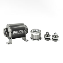 Load image into Gallery viewer, DeatschWerks Stainless Steel 6AN 5 Micron Universal Inline Fuel Filter Housing Kit (70mm)