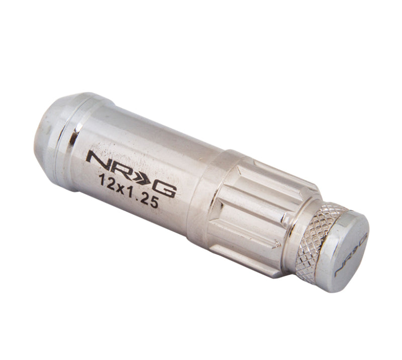 NRG 700 Series M12 X 1.25 Steel Lug Nut w/Dust Cap Cover Set 21 Pc w/Locks & Lock Socket - Silver