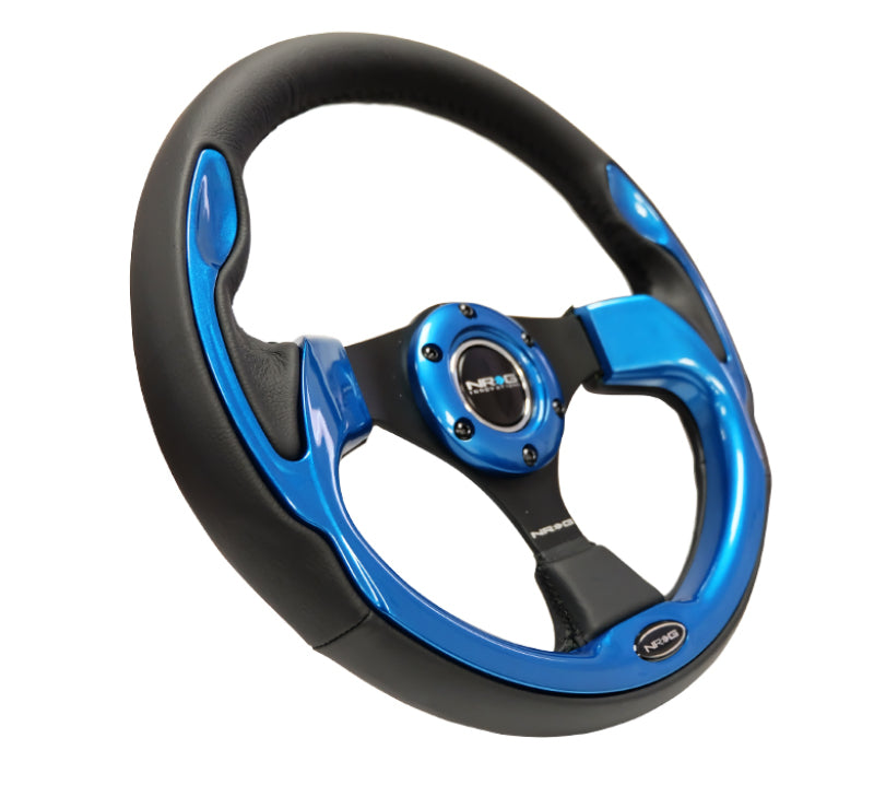 NRG Reinforced Steering Wheel (320mm) Blk w/Blue Trim