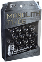 Load image into Gallery viewer, Project Kics 12 x 1.5 Glorious Black T1/06 Monolith Lug Nuts - 20 Pcs