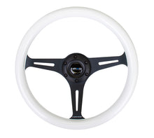 Load image into Gallery viewer, NRG Classic Wood Grain Steering Wheel (350mm) Glow-N-The-Dark Green Grip w/Black 3-Spoke Center