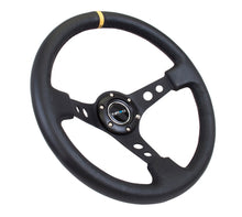 Load image into Gallery viewer, NRG Reinforced Steering Wheel (350mm / 3in. Deep) Blk Leather w/Blk Cutout Spoke/Yellow Center Mark