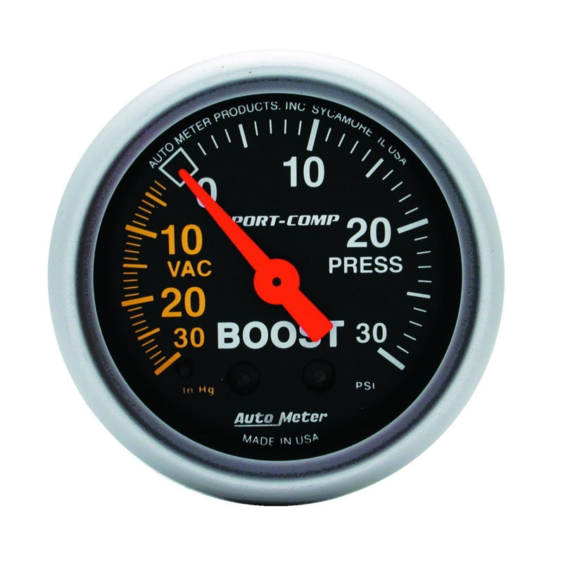 Autometer Sport-Comp 52mm 30 PSI Mechanical Boost Gauge