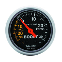 Load image into Gallery viewer, Autometer Sport-Comp 52mm 30 PSI Mechanical Boost Gauge