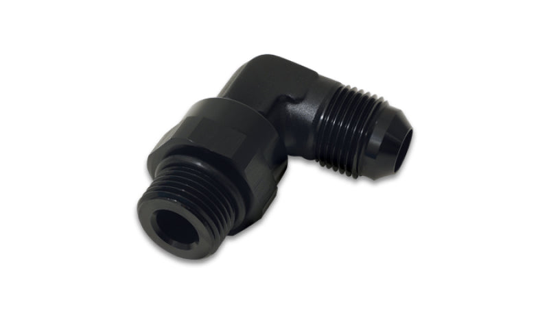 Vibrant -12AN Male Flare to Male -12AN ORB Swivel 90 Degree Adapter Fitting - Anodized Black