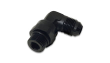 Load image into Gallery viewer, Vibrant -8AN Male Flare to Male -10 ORB Swivel 90 Degree Adapter - Anodized Black