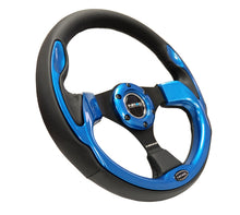 Load image into Gallery viewer, NRG Reinforced Steering Wheel (320mm) Blk w/Blue Trim